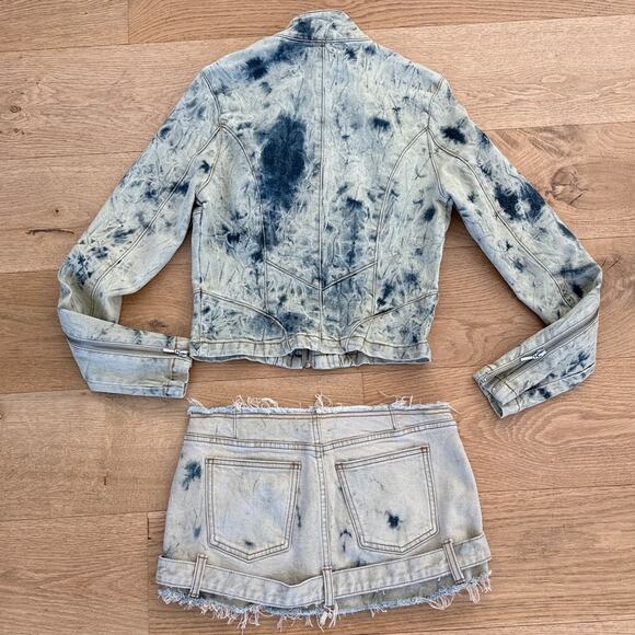I.AM.GIA - Zarria Moto Denim Jacket & Mini Skirt in Bleached Blue - Picture 6 of 6